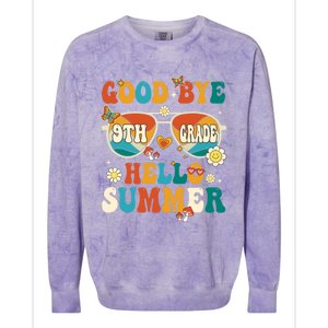 Retro Groovy Goodbye 9th Grade Graduation Hello Summer Funny Gift Colorblast Crewneck Sweatshirt