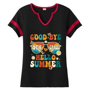 Retro Groovy Goodbye 9th Grade Graduation Hello Summer Funny Gift Ladies Halftime Notch Neck Tee