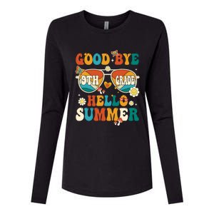 Retro Groovy Goodbye 9th Grade Graduation Hello Summer Funny Gift Womens Cotton Relaxed Long Sleeve T-Shirt