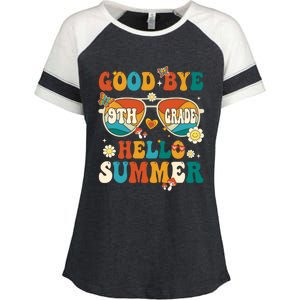 Retro Groovy Goodbye 9th Grade Graduation Hello Summer Funny Gift Enza Ladies Jersey Colorblock Tee