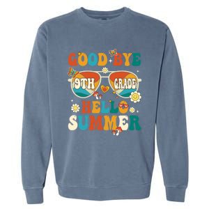 Retro Groovy Goodbye 9th Grade Graduation Hello Summer Funny Gift Garment-Dyed Sweatshirt