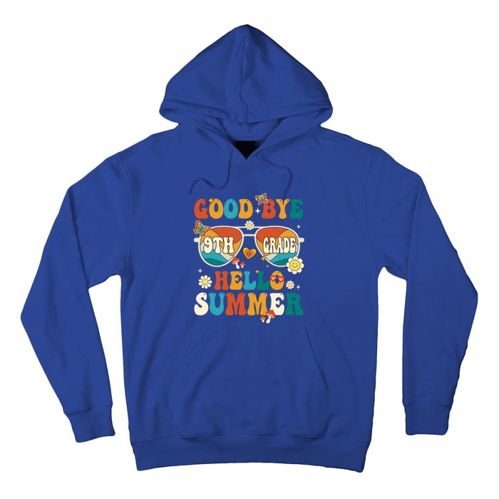 Retro Groovy Goodbye 9th Grade Graduation Hello Summer Funny Gift Hoodie