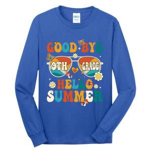 Retro Groovy Goodbye 9th Grade Graduation Hello Summer Funny Gift Tall Long Sleeve T-Shirt