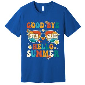 Retro Groovy Goodbye 9th Grade Graduation Hello Summer Funny Gift Premium T-Shirt