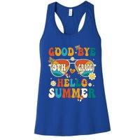 Retro Groovy Goodbye 9th Grade Graduation Hello Summer Funny Gift Women's Racerback Tank