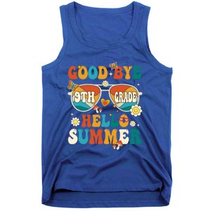 Retro Groovy Goodbye 9th Grade Graduation Hello Summer Funny Gift Tank Top