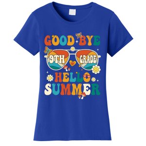 Retro Groovy Goodbye 9th Grade Graduation Hello Summer Funny Gift Women's T-Shirt