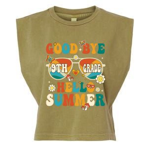 Retro Groovy Goodbye 9th Grade Graduation Hello Summer Funny Gift Garment-Dyed Women's Muscle Tee