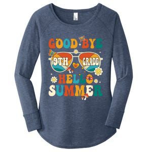 Retro Groovy Goodbye 9th Grade Graduation Hello Summer Funny Gift Women's Perfect Tri Tunic Long Sleeve Shirt