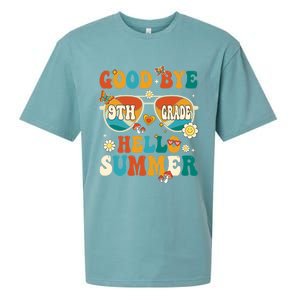 Retro Groovy Goodbye 9th Grade Graduation Hello Summer Funny Gift Sueded Cloud Jersey T-Shirt