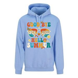 Retro Groovy Goodbye 9th Grade Graduation Hello Summer Funny Gift Unisex Surf Hoodie