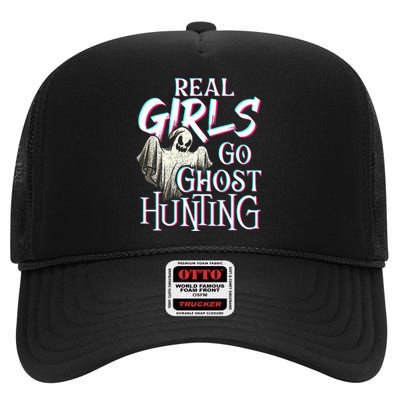 Real Go Ghost Hunting Paranormal Halloween Activity High Crown Mesh Back Trucker Hat