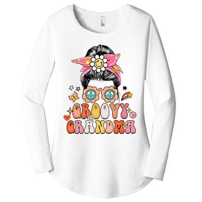 Retro Groovy Grandma Messy Bun  Hippie Family Matching Women's Perfect Tri Tunic Long Sleeve Shirt