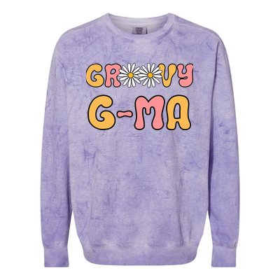 Retro Groovy Gma Grandma Hippie Family Matching Mothers Day Colorblast Crewneck Sweatshirt