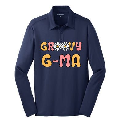 Retro Groovy Gma Grandma Hippie Family Matching Mothers Day Silk Touch Performance Long Sleeve Polo