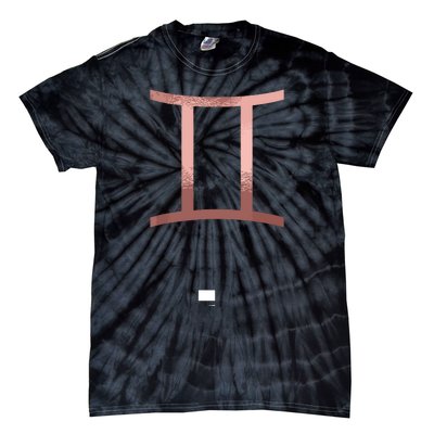 Rose Gold Gemini Twins Symbol Zodiac Star Sign Tie-Dye T-Shirt