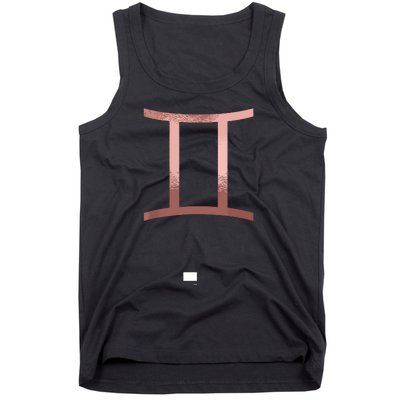 Rose Gold Gemini Twins Symbol Zodiac Star Sign Tank Top