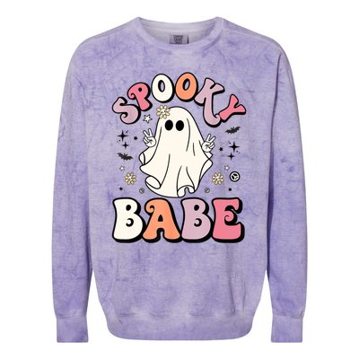 Retro Groovy Ghost Boo Stay Spooky Babe Halloween Costume Gift Colorblast Crewneck Sweatshirt