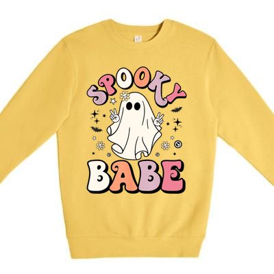 Retro Groovy Ghost Boo Stay Spooky Babe Halloween Costume Gift Premium Crewneck Sweatshirt