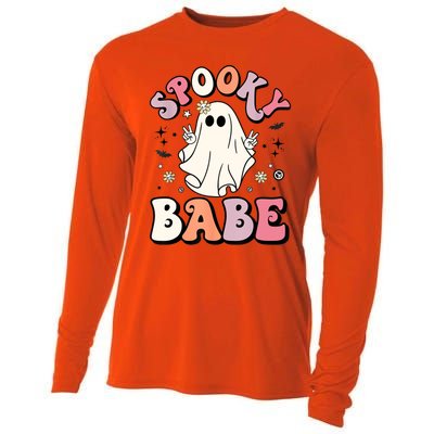 Retro Groovy Ghost Boo Stay Spooky Babe Halloween Costume Gift Cooling Performance Long Sleeve Crew