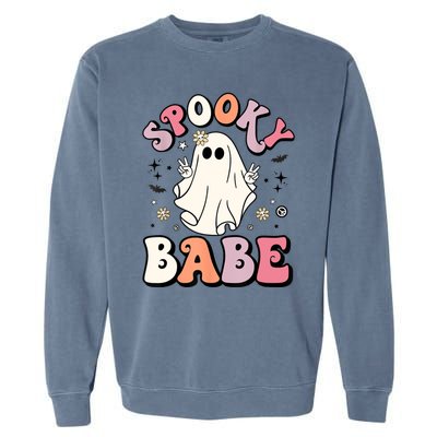 Retro Groovy Ghost Boo Stay Spooky Babe Halloween Costume Gift Garment-Dyed Sweatshirt