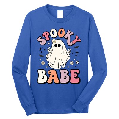 Retro Groovy Ghost Boo Stay Spooky Babe Halloween Costume Gift Long Sleeve Shirt