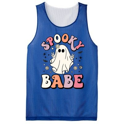 Retro Groovy Ghost Boo Stay Spooky Babe Halloween Costume Gift Mesh Reversible Basketball Jersey Tank