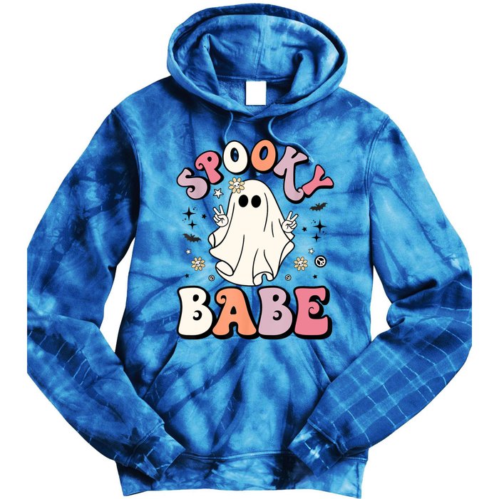 Retro Groovy Ghost Boo Stay Spooky Babe Halloween Costume Gift Tie Dye Hoodie