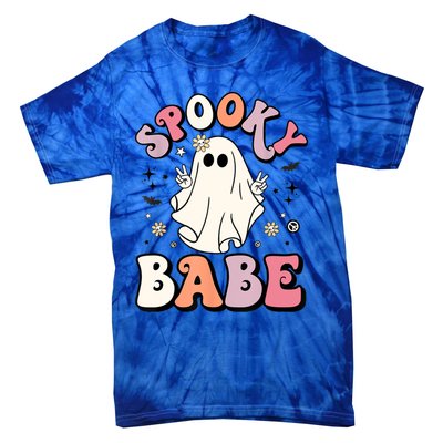 Retro Groovy Ghost Boo Stay Spooky Babe Halloween Costume Gift Tie-Dye T-Shirt