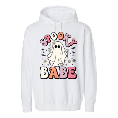 Retro Groovy Ghost Boo Stay Spooky Babe Halloween Costume Gift Garment-Dyed Fleece Hoodie