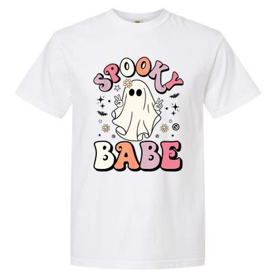 Retro Groovy Ghost Boo Stay Spooky Babe Halloween Costume Gift Garment-Dyed Heavyweight T-Shirt