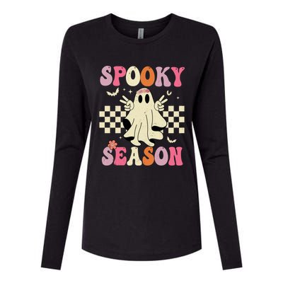 Retro Groovy Ghost Spooky Season Ghost Boo Halloween Costume Cute Gift Womens Cotton Relaxed Long Sleeve T-Shirt