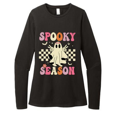 Retro Groovy Ghost Spooky Season Ghost Boo Halloween Costume Cute Gift Womens CVC Long Sleeve Shirt