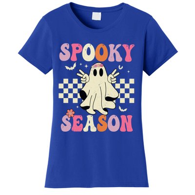 Retro Groovy Ghost Spooky Season Ghost Boo Halloween Costume Cute Gift Women's T-Shirt