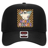 Retro Groovy Ghost Malone Funny Cute For Halloween Costume High Crown Mesh Back Trucker Hat