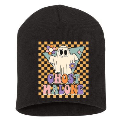 Retro Groovy Ghost Malone Funny Cute For Halloween Costume Short Acrylic Beanie