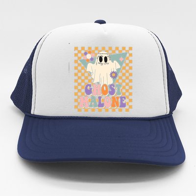 Retro Groovy Ghost Malone Funny Cute For Halloween Costume Trucker Hat