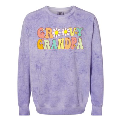 Retro Groovy Grandpa Birthday Matching Family Father's Day Colorblast Crewneck Sweatshirt