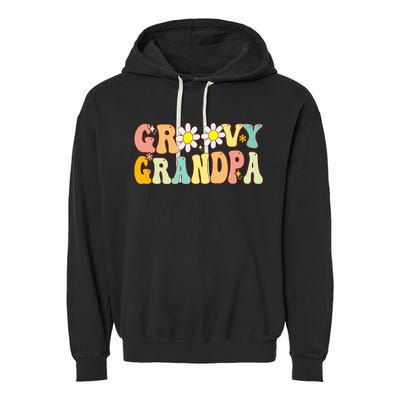 Retro Groovy Grandpa Birthday Matching Family Father's Day Garment-Dyed Fleece Hoodie