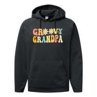 Retro Groovy Grandpa Birthday Matching Family Father's Day Performance Fleece Hoodie