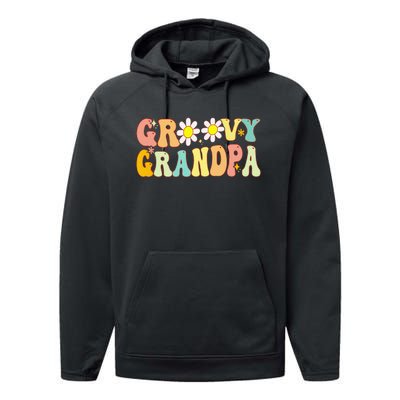 Retro Groovy Grandpa Birthday Matching Family Father's Day Performance Fleece Hoodie