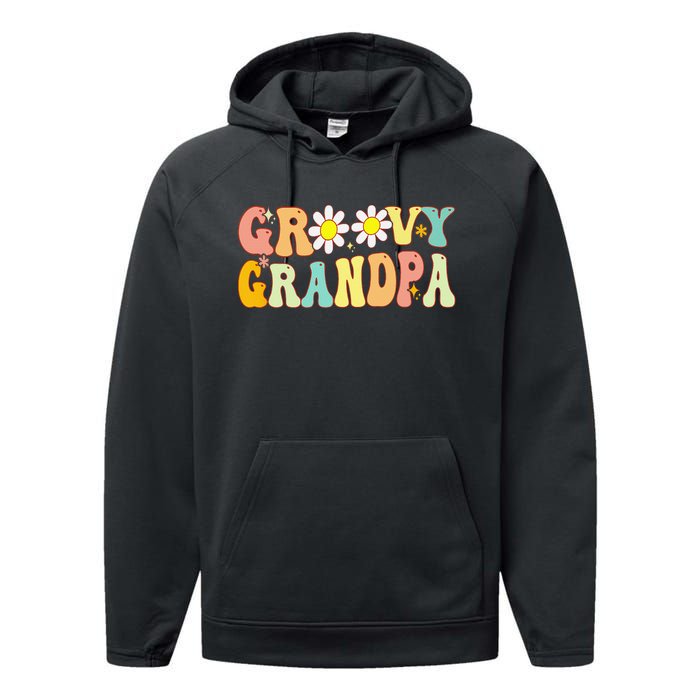 Retro Groovy Grandpa Birthday Matching Family Father's Day Performance Fleece Hoodie