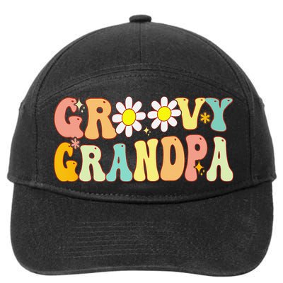 Retro Groovy Grandpa Birthday Matching Family Father's Day 7-Panel Snapback Hat
