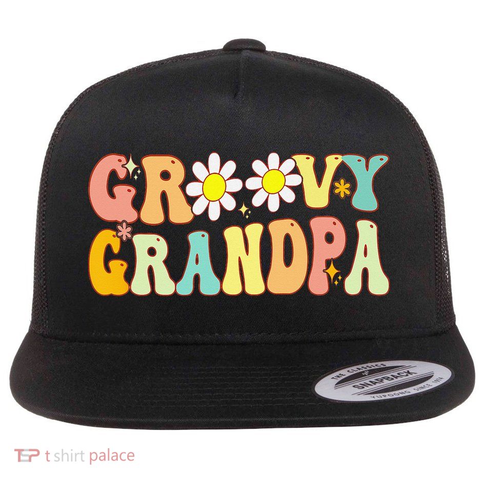 Retro Groovy Grandpa Birthday Matching Family Father's Day Flatbill Hat