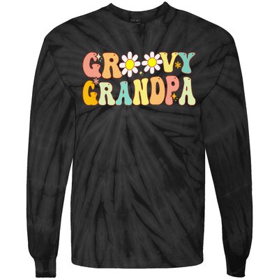 Retro Groovy Grandpa Birthday Matching Family Father's Day Tie-Dye Long Sleeve Shirt