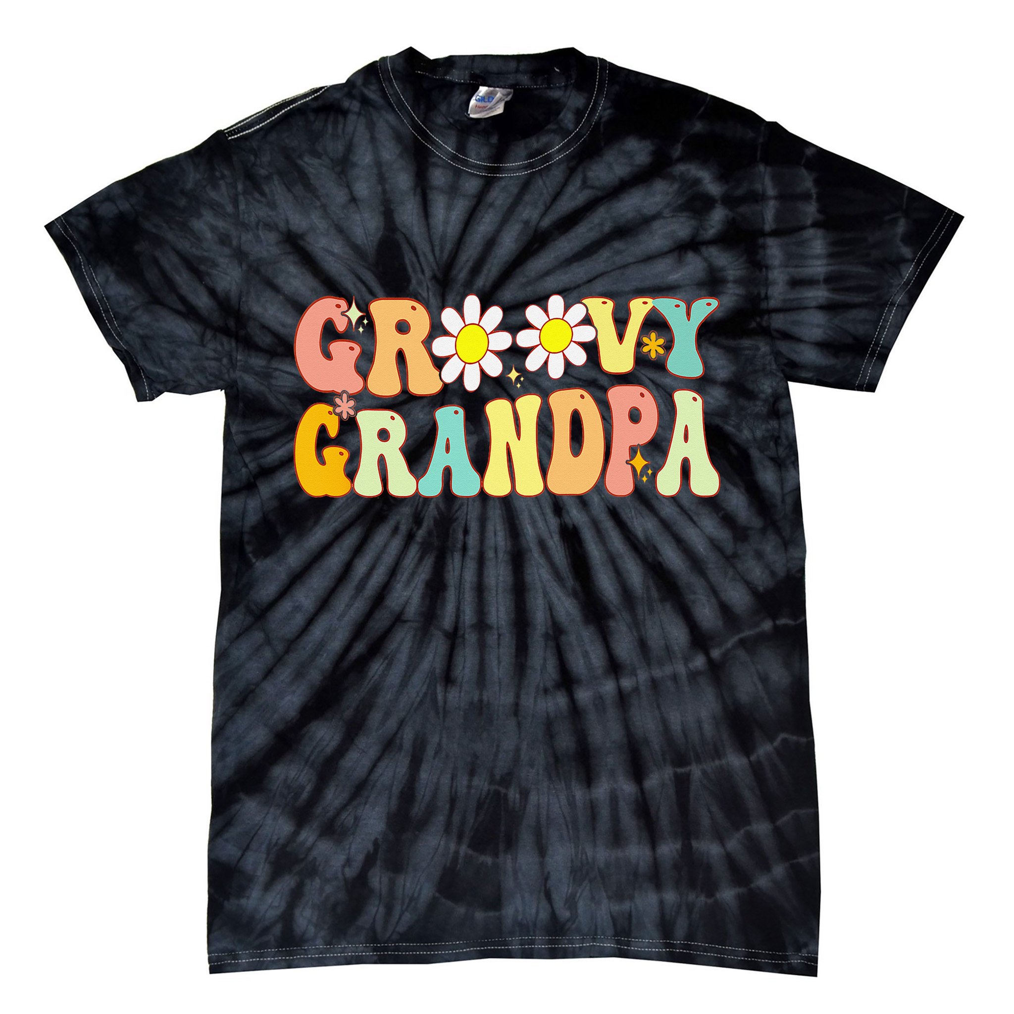 Retro Groovy Grandpa Birthday Matching Family Father's Day Tie-Dye T-Shirt