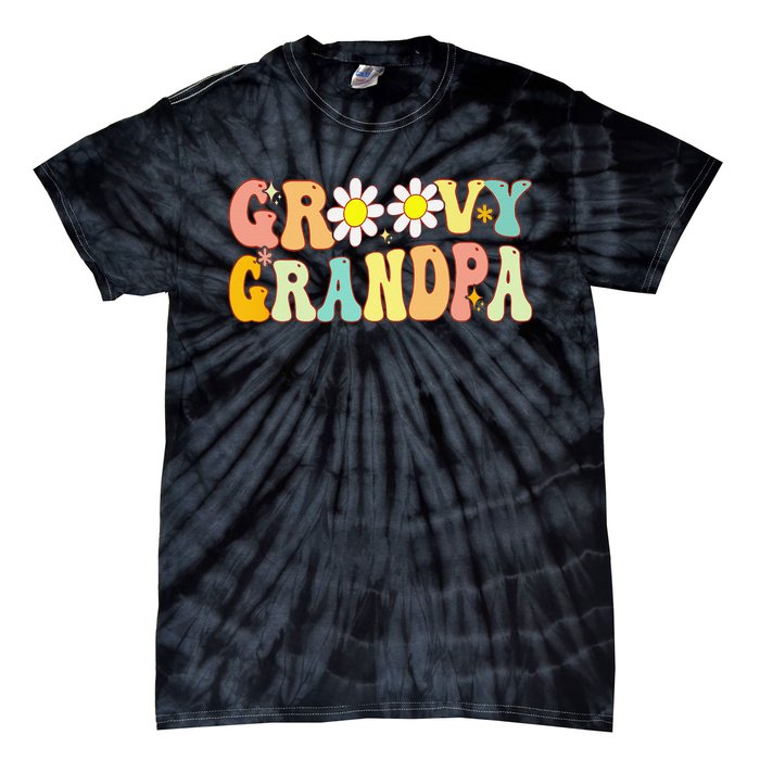 Retro Groovy Grandpa Birthday Matching Family Father's Day Tie-Dye T-Shirt