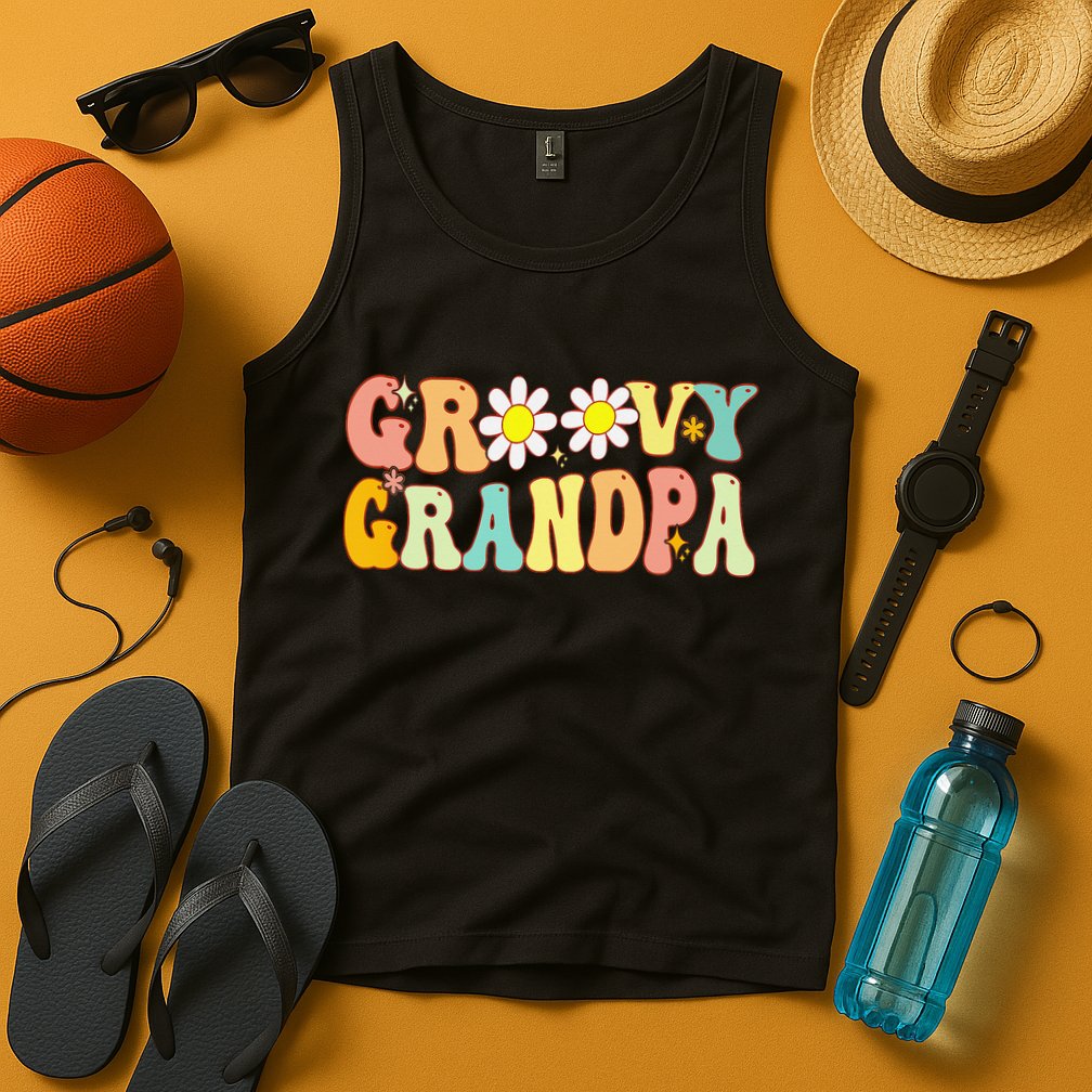 Retro Groovy Grandpa Birthday Matching Family Father's Day Tank Top