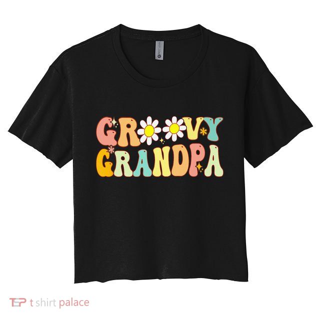 Retro Groovy Grandpa Birthday Matching Family Father's Day Crop Top