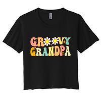 Retro Groovy Grandpa Birthday Matching Family Father's Day Women's Crop Top Tee